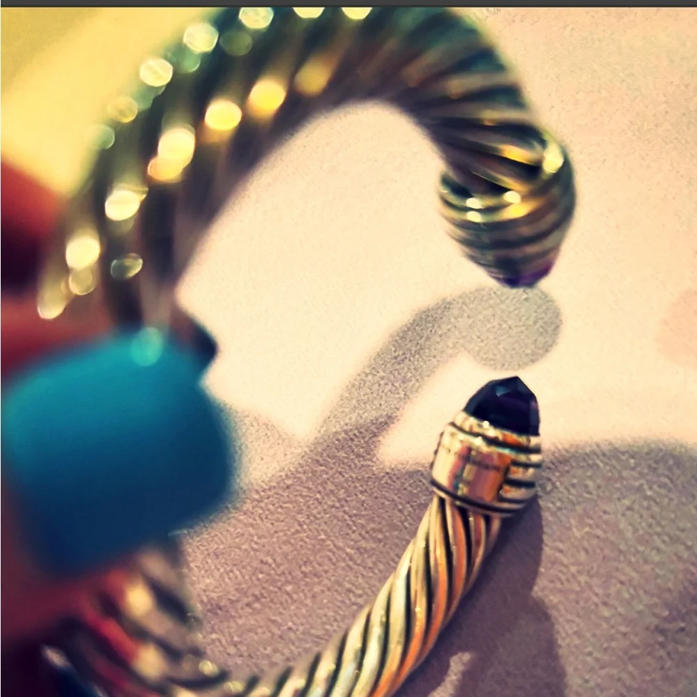 DAVID YURMAN 10 MM HINGE CABLE BRACELET W/ AMETHYST. - Picture 4 of 6